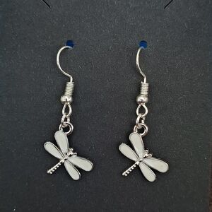 White Dragonfly Earrings
